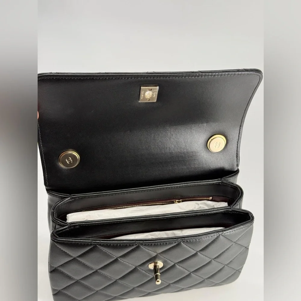 Chanel Trendy CC Small Black Lambskin Top Handle Shoulder Bag